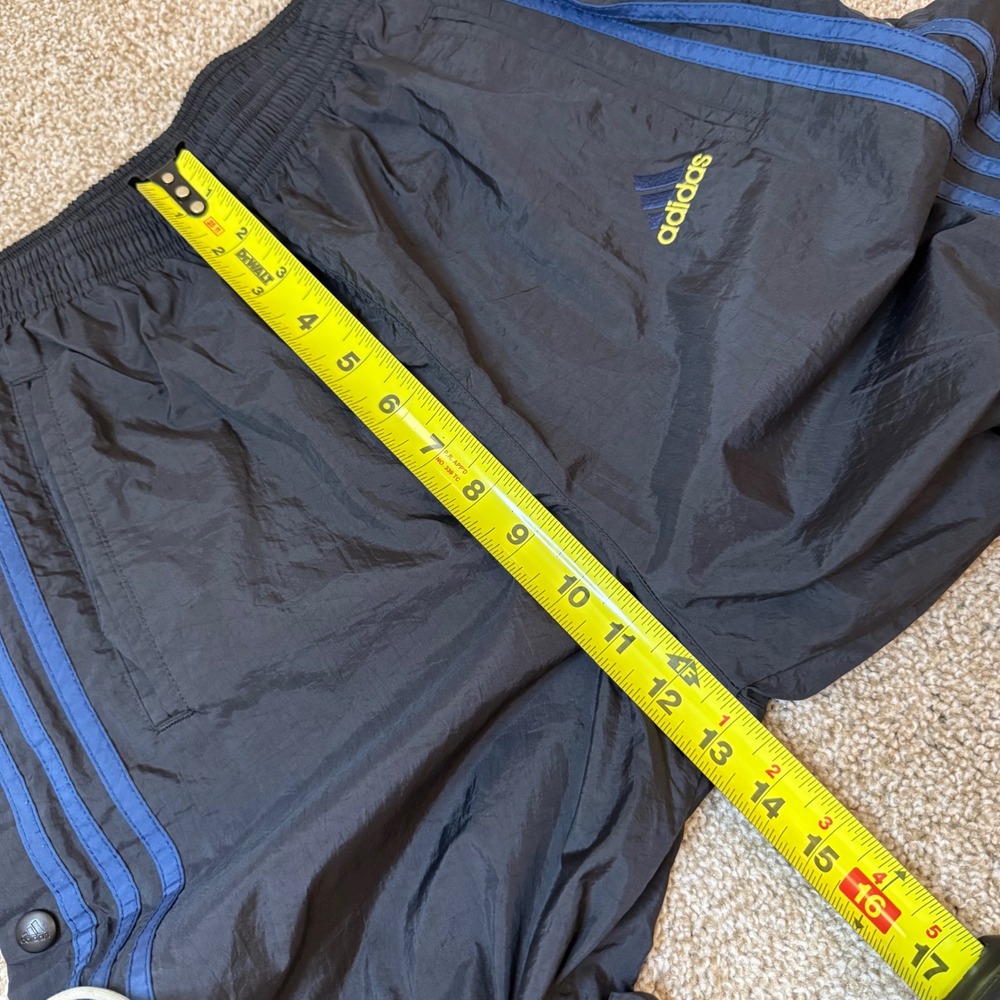 Adidas Snap Breakaway Track Pants Men M Black Vintage Blue Stripe Windbreaker - Picture 5 of 10